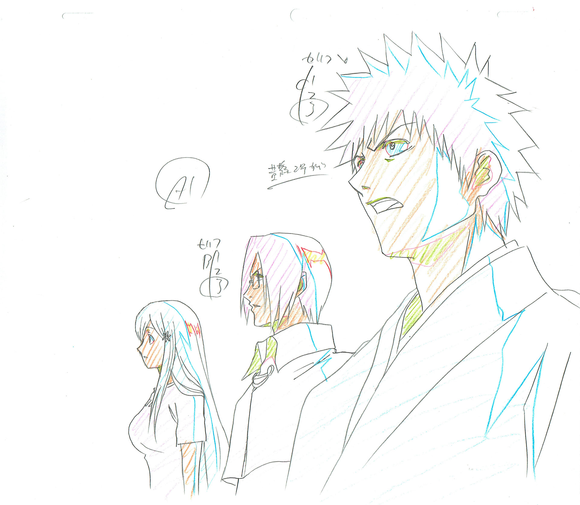 KUBO Tite - BLEACH — 420 – Bleach – Ichigo Kurosaki, Uryu Ishida, Orihime Inoue – Genga A1