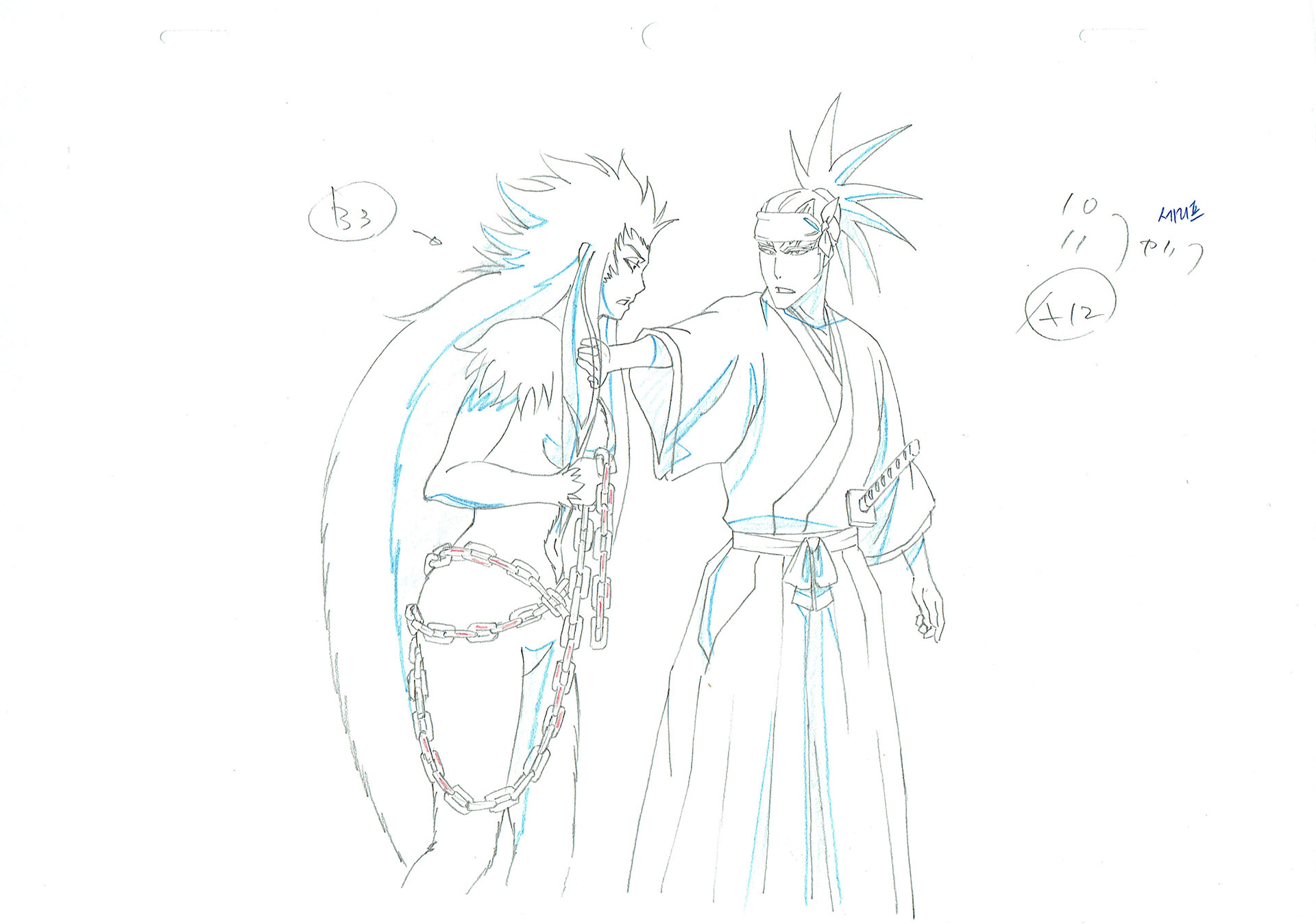 KUBO Tite - BLEACH — 729 – Bleach – Renji et Zabimaru (Saru) – Genga