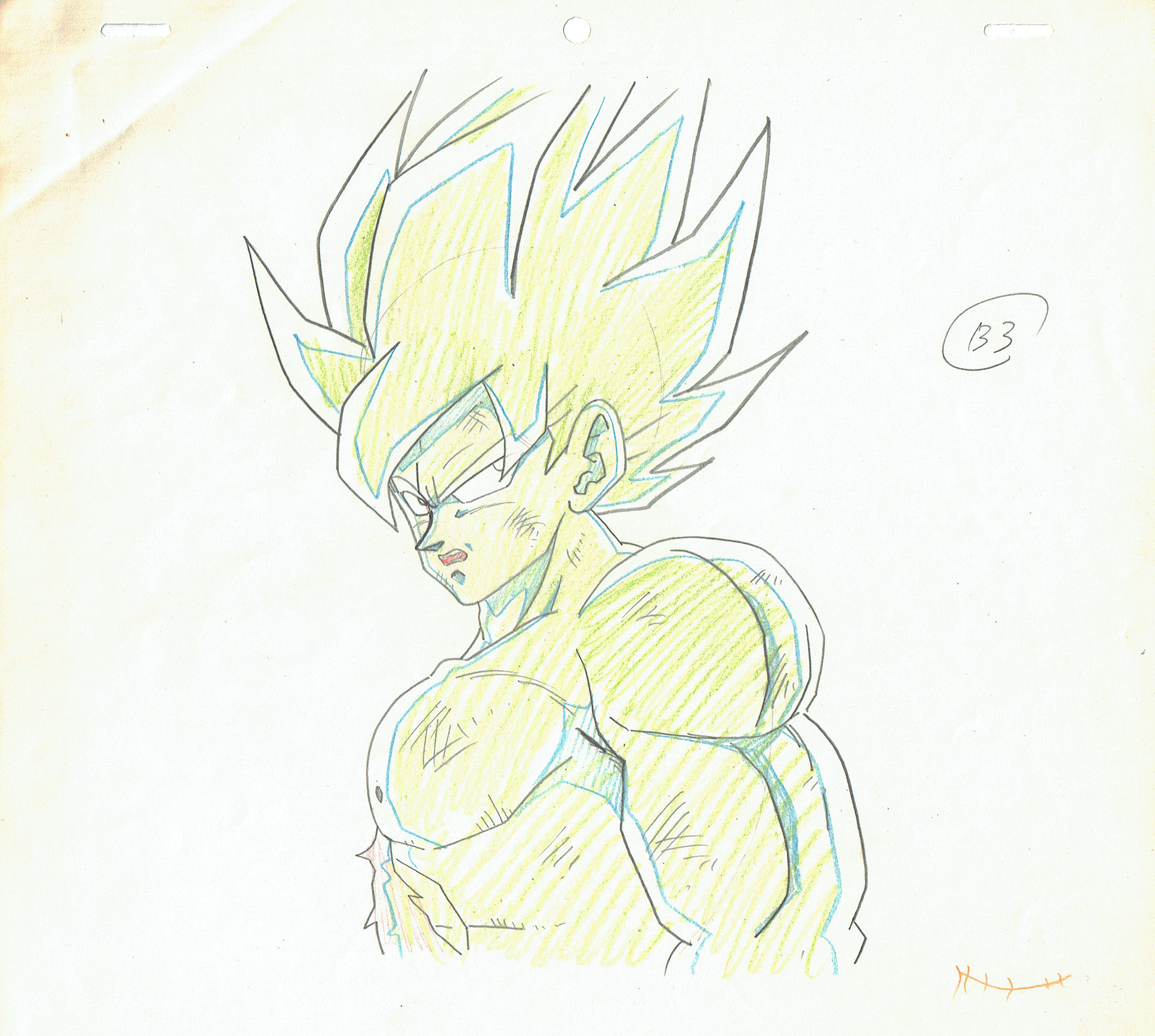 TORIYAMA Akira - DRAGON BALL — 4563 – Dragon Ball Z – Ep 98 – Son Goku Super Saiyan SSJ – Genga